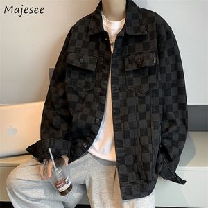 Giacca in jeans nera baggy Men harajuku Plaid giacche in stile americano vintage s-3xl streetwear chaquetas hipsters240304