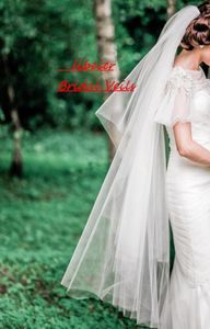 Véu de casamento branco marfim comprimento valsa 2T pente de borda de corte catedral Véu de noiva9831277
