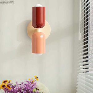 Wall Lamp Macaroon Wall Lamp Modern LED Wall Light For Bedroom Besides Porch Hotel Reading Home Decora Wall Sconce Headboard Lights