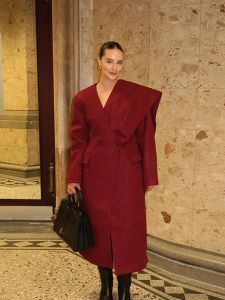 Miscele Rosso Scialle Irregolare Cappotto di Lana Giacca Cappotto Lungo Donne Doppiopetto Addensare Sciarpa Colletto Cappotto 2022 Vestito Invernale