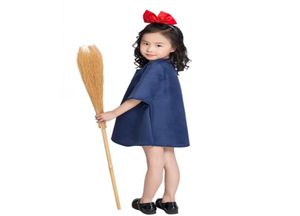 Anime japonês criança trajes kiki cosplay vestido da marinha meninas pequena bruxa qiqi conjuntos com bandana vermelha trajes de halloween para crianças 6044658