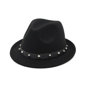 Cappelli stile Fedora in feltro di lana unisex stile britannico cappelli Fedora con rivetti uomo donna cappelli autunno inverno per uomo donna cappello da uomo220c