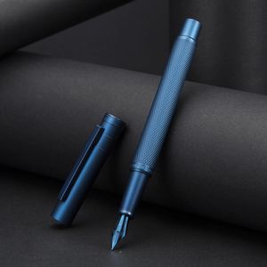 Hongdian azul escuro floresta metal caneta nib effbent bela textura de árvore excelente escrita escritório de negócios 240219