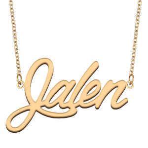 Jalen-Namenskettenanhänger, individuell personalisiert, für Frauen, Mädchen, Kinder, beste Freunde, Mütter, Geschenke, 18 Karat vergoldeter Edelstahl