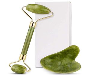 Tamax 100 Grade A green Jade Roller Facial Face Neck Slimming Massager guasha gua sha kits weld metal noise zinc alloy frame2121232