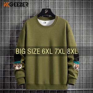 Män tröjor huvtröjor överdimensionerade 6xl 7xl 8xl plus size svart lång ärm Oneck Pullovers Autumn Streetwear Fashion Sportwear 240228