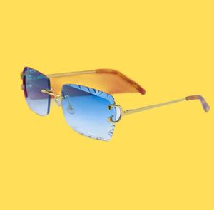 Diamantskurna solglasögon Män och kvinnor Stylish Wire C Luxury Designer Sun Glasögon Kör Nyanser utomhus Protect Eyewear Gafas de Sol4854179