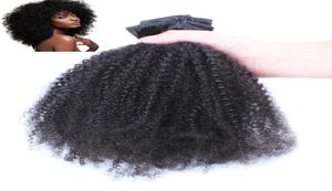 African American Mongolian virgin afro kinky curly hair clip in human hair extensions 100g Virgin curly clip remy hair extensions 7762704