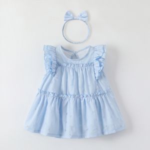 barn baby flickor klänning sommarblå kläder småbarn kläder baby barnflickor lila rosa sommarklänning y1tg#