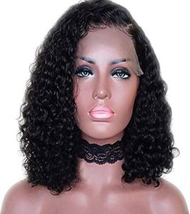 1022 Polegada cabelo humano encaracolado 13x6 parte profunda peruca dianteira do laço natureza cabelo preto com parte lateral perucas 10 Polegada 150 densidade 6583475