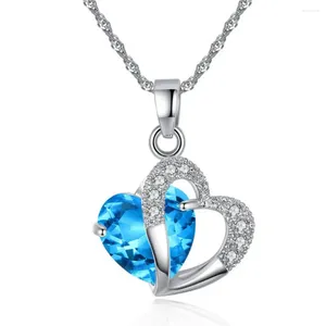 Naszyjnik Ustaw regulowany łańcuch biżuterii Walentynki Women's Heart w kształcie serca Faux Crystal dla żony mama