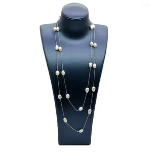 Anhänger Barock Lange Halskette Natürliche Süßwasser Perle Mehrfarbige Unregelmäßige Form Kleid Zubehör Damen