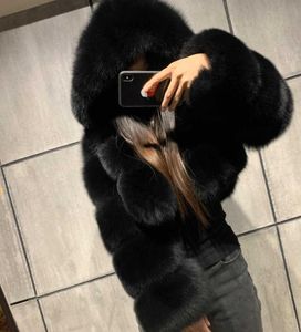 High Quality Furry Cropped Faux Fur Coats And Jackets Women Fluffy Top Coat With Hooded Winter Fur Jacket Manteau Femme5334060