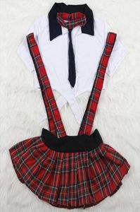 Women039s Sexig Uniform Maid Lingerie Schoolgirls Roll Cosplay Fancy Dress Outfits Plaid kläder Set Feather Costume19758202