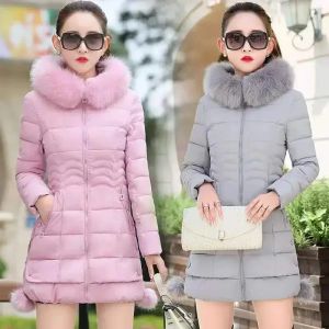 Parkas Sigutan Winter New Women Jacket Hooded Parka Big Päls krage kvinnlig tjock varm kappa vindtät överrock komfort commerad outwear