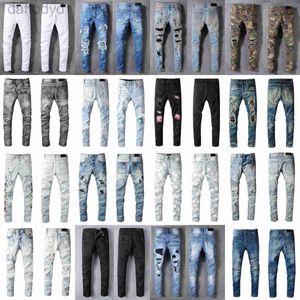 Mäns jeans Luxurys Designers Distressed France Fashion Pierre Straight Mens Biker Hole Stretch Denim Casual Jean Men Skinny Pants Elasticity Pants Byxor 240305