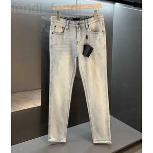 Jeans masculinos designer clássico europeu jeans leves longo triângulo antigo alfabeto bordado costurado lágrima tendência marca calças de motocicleta slim fit vddv