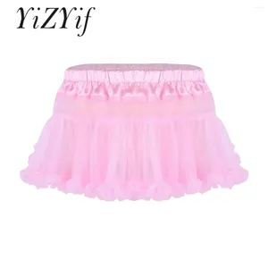 Stage Wear Women Girls Frilly Tutu Mini Skirt Elastic Satin Waistband Ruffled Soft Tulle Layered Petticoat Underwear Ballet Dance