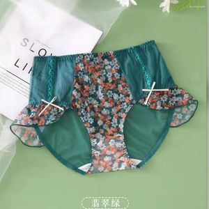 Women's Panties Large Size Japanese Style Kawaii Sexy Thin Transparent Mesh Underwear Women Ruffle Printing Briefs