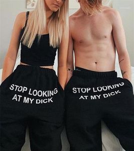 Running Pants Summer 2021 JOGGERS Women Letter Stopp Titta på min kuk Sweatpants Hip Hop Black High midja Jogging Trousers Women13951197