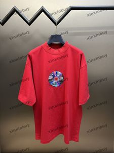 xinxinbuy Men designer Tee t shirt 2024 Paris Valentine's Day pattern short sleeve cotton women blue black khaki S-2XL