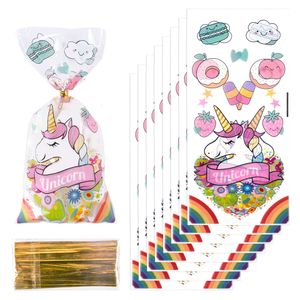 Ny 50st Party Candy Påsar Biscuit Packing Rainbow Unicorn Gift Bag For Kids Girl Birthday Supplies Baby Shower