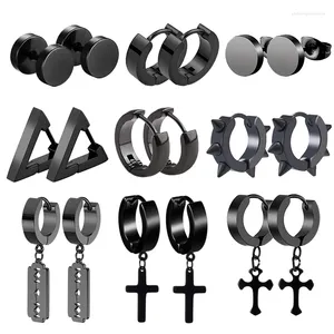 Stud Earrings 4-9 Pairs Multiple Styles Black Set Fashion Stainless Steel Piercing For Women Men Punk Hip Hop Ear Jewelry