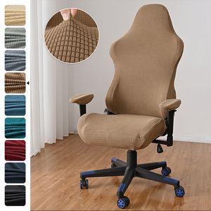 Solid Color Gaming Stol Cover Soft Elasticity Polar Fleece Fåtölj Slipcovers Computer Seat Chair Cover Stretch Rotating Lift 0305