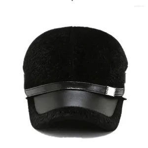 Ball Caps Middle Aged And Old People's Cap Warm Winter Ear Men's Man's Woolen Fabric Casual Baseball