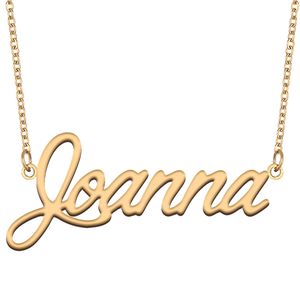 Joanna nome colares pingente personalizado para mulheres meninas crianças melhores amigos mães presentes 18k banhado a ouro aço inoxidável