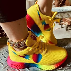 Scarpe Casual Love Women Fashion Sport 2024 Ladies Elegant Lace Up Sneakers vulcanizzate con piattaforma traspirante