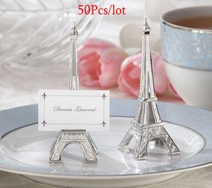 50st Eiffel Tower Silver Card Holders Party Decoration Gifts For Romantic Wedding and Bridal Shower Table Name Holder Favors4172207