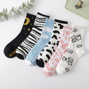 Spring Socks Women Tube Cotton Socks Cartoon Creativity Cute Small Fresh Ins Tide Comfortable Breathable Sweat Socks