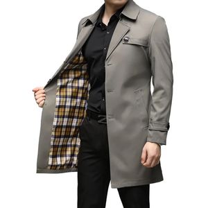 Boutique S-8XL Mens Elegant Plus Fertilizer Plus Plaid Italian Style Casual Slim Fashion Versatile Gentleman Long Trench Coat 240305