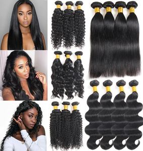 8a Brazillian Body Wave Straight Human Hair Bundles Unprocessed peruvian indian Human Hair Brazilian Deep Water Kinky Hair Weave B5022232