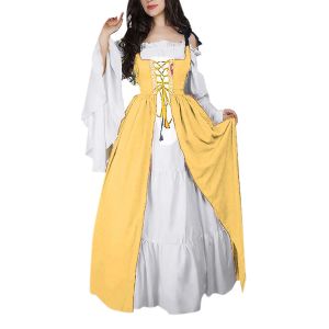 Dress Medieval Punk Dress Vintage Party Dress Cosplay Costumes Women Bandage Corset Elegant Palace Carnival Party Princess Dresses