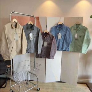 2024 جاكيتات الرجال عمل ملابس العلامة التجارية Carhart Canvas قابلة للانسجام مصبوغ Detroit Jacket Coat American Style Workwear Label 23FW