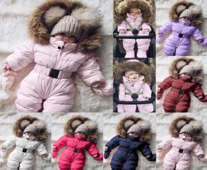 Down Ceket Kış Kıyafetleri Bebek Bebek Snowsuit Erkek Kız Romper Ceket Kapşonlu Tulum Sıcak Kalın Kıyafet Çocuk Dış Giyim Giyim5124527