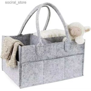 Diaper Bags Tote Bag For Mommy Baby Diaper Storage Organizer Baby Stroller Hanging Large Capacity Foldable Mummy Tote Basket Felt Fabric BagL240305