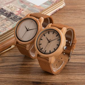 Bobo Bird A16 A19 Wooden Watches JapanQuartz2035ファッションカジュアルな自然な竹時計紙のギフトボックス2725