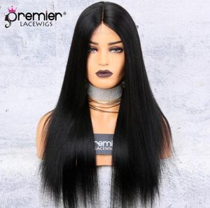 Silk Base Lace Front Wigs Middle Part Yaki Straight 150 Density 100 Brazilian Remy Hair Wigs99140752119062