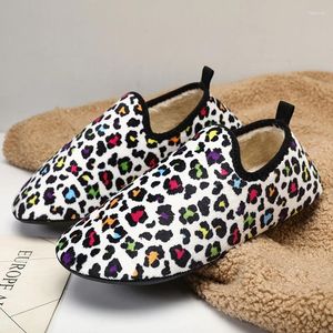 Slippers Fashion Leopard Winter Home Shoes Man Warm Plush Slip-on House Woman Indoor Non-slip Comfortable Fluffy Men Flat