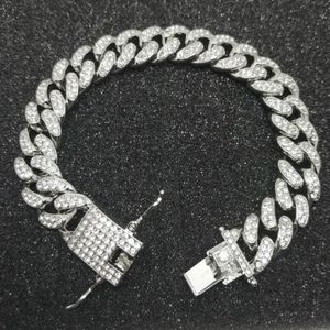 Mens Luxury Iced Out Diamond Fashion Chain Bracelets Bangles 18K Gold Silver Cuban Link Miami Bracelet Hip Hop Jewelry306b
