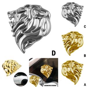 New 1 Pcs 3D Car Badge Lion Head Decal Emblem Metal Scratch Decoration Side Sticker Personalised Decorative Stick B7b9