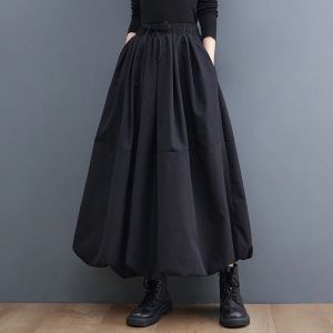 Elbiseler Kış Bahar Etek 2023 Yeni Varış Yüksek Bel Balo Gown Street Moda Kadınlar Sonbahar Günlük Etekler Ofis Leydi Çalışma Siyah Etek
