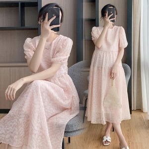 Kleider Mutterschaft Lange Kleider Sommer Schwangerschaft Kleidung Koreanische Oneck Kurzarm Lose Schwangere Frauen Party Kleid