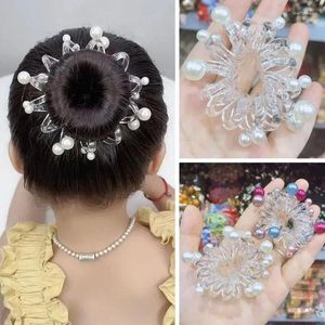 Hårtillbehör Korean Pearl Phone Line Band Elastic Ring for Children Rope Princess Barrettes Headwear Kids