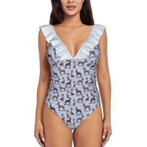 Badebekleidung der mexikanische haarlose Xoloitzcuintle Xolo Hund sexy ein Stück Badeanzug Frauen Badebekleidung Monokini Rüschen Badeanzug Strand Kee