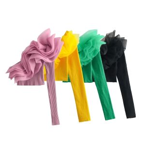 Pullovers KEYANKETIAN Women's Organza Ruffle Panel One Shoulder Bodysuit Fall New Fashion Asymmetrical Cropped Neck Knit Sweater