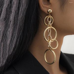 Dangle Earrings Punk Long Big Circle Link Chain For Women Hiphop Statement Large Drop Fashion 2024 Earring Jewelry Gift